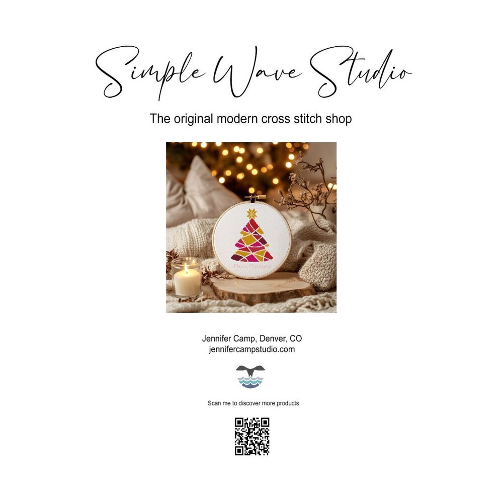 Pink Retro Christmas Tree Merry Christmas Counted‎ Cross Stitch Kit